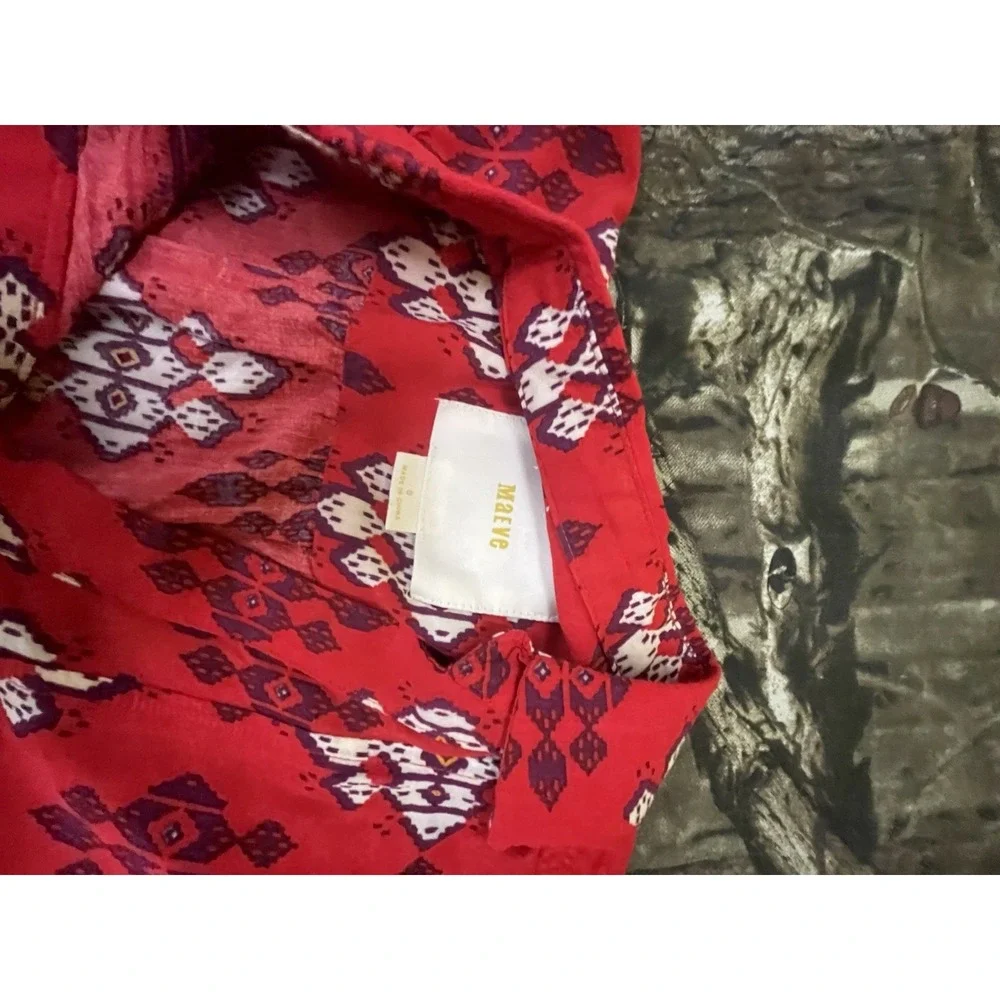 Maeve Lightweight Tunic‎ Blouse Top Red 0 Lightweight Cotton H69